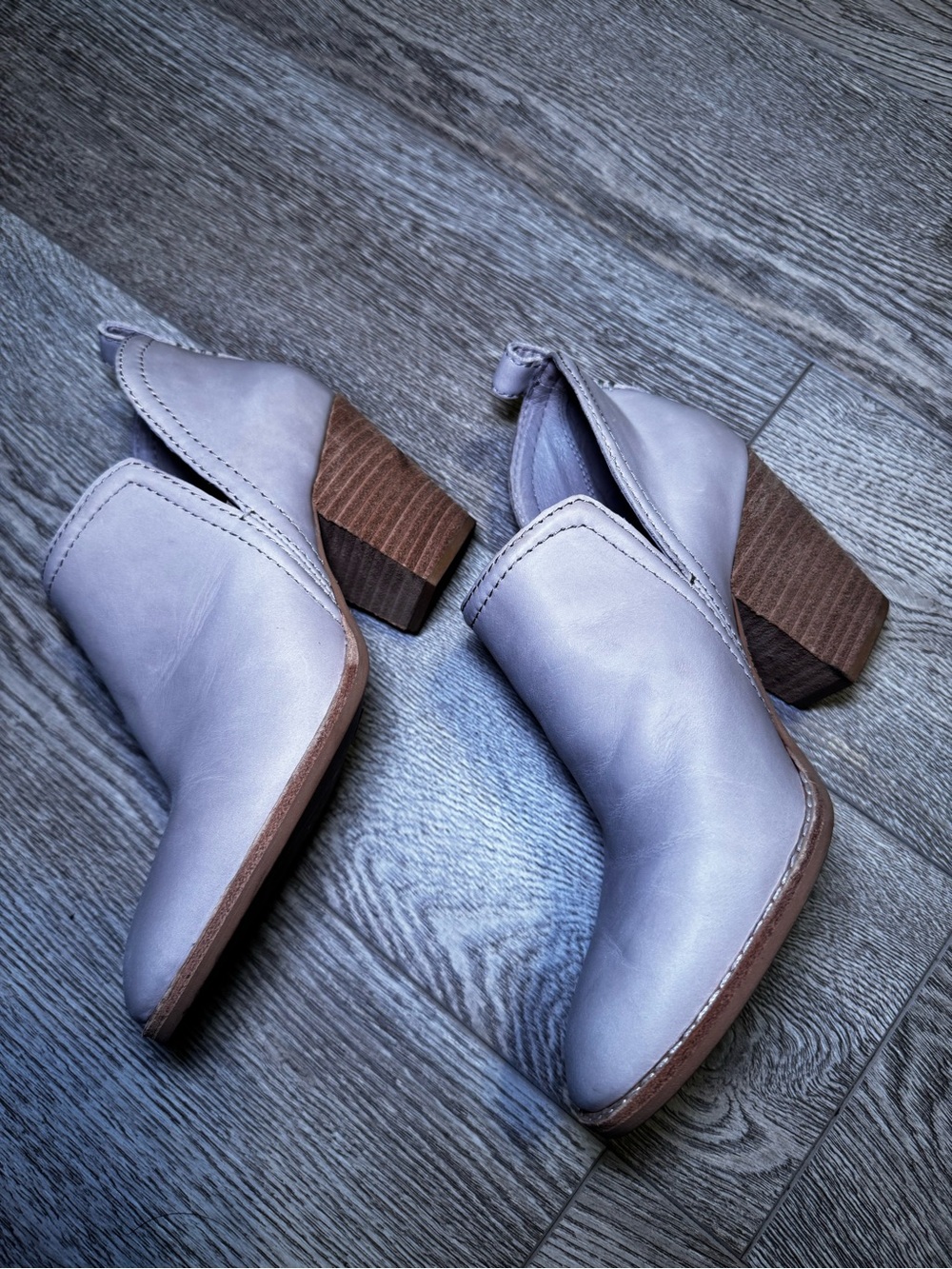 Jeffrey Campbell Cream Leather Ankle Booties with Tan Block Heel Size 6 - Picture 9 of 9